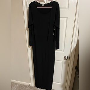 Black stretch full length formal dress